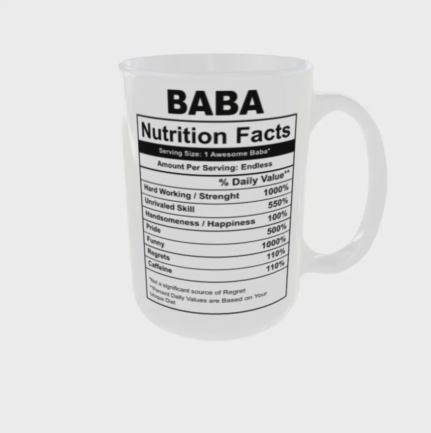 Father Day | Baba Mug with Nutrition Facts