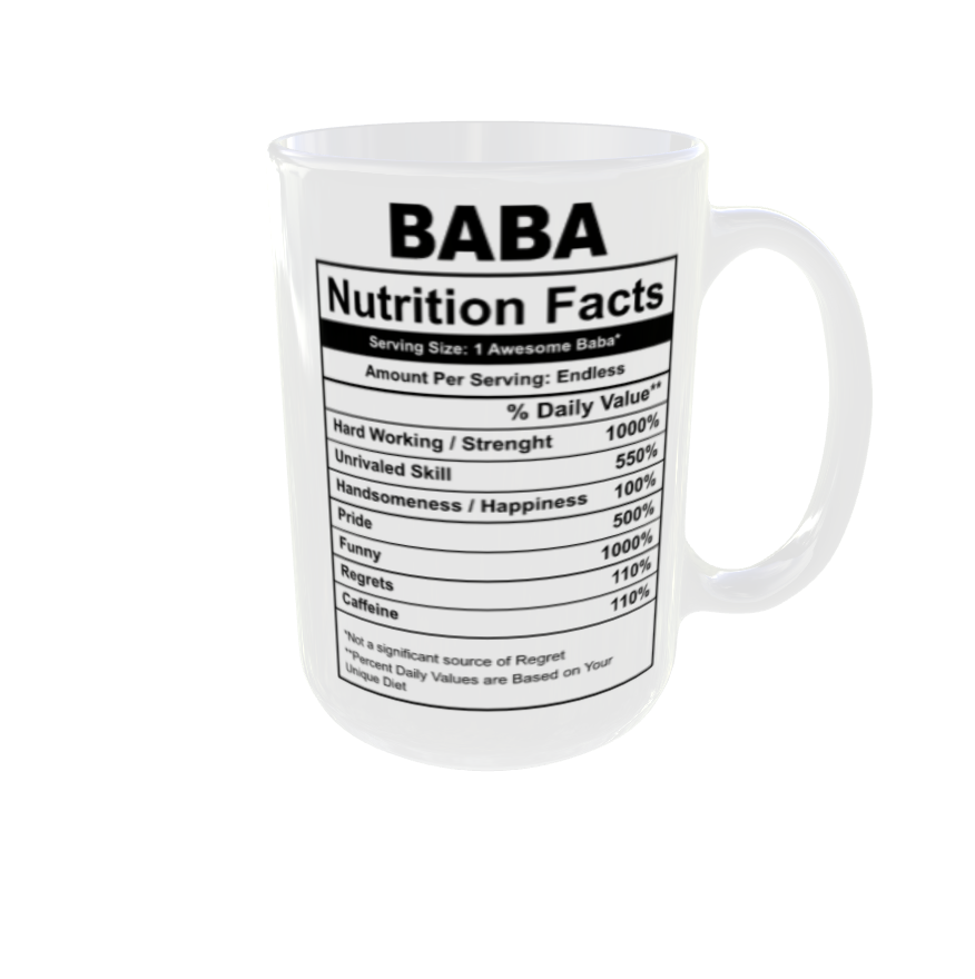 Father Day | Baba Mug with Nutrition Facts