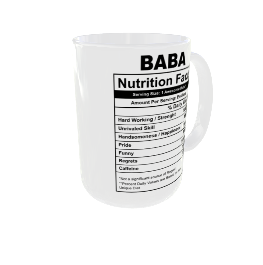 Father Day | Baba Mug with Nutrition Facts