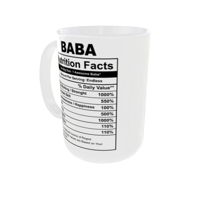 Father Day | Baba Mug with unique Nutrition Facts