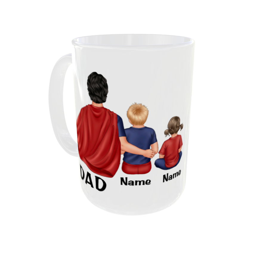 Father Day | Dad Supper Hero | Super Dad with Kids |  Dad with son, daughter or kids