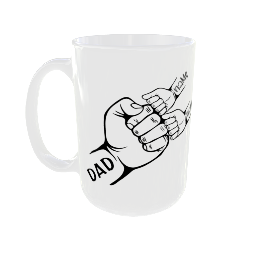 Father Day | Personalized Dad Coffee Mug, Dad Mug With Kids Names, Fathers Day Gift From Kids, Dad And Kids Hands Cup, Dad Gift From Kids, Dad Coffee Cup