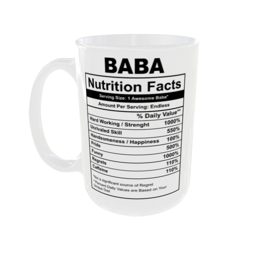 Father Day | Baba Mug with unique Nutrition Facts