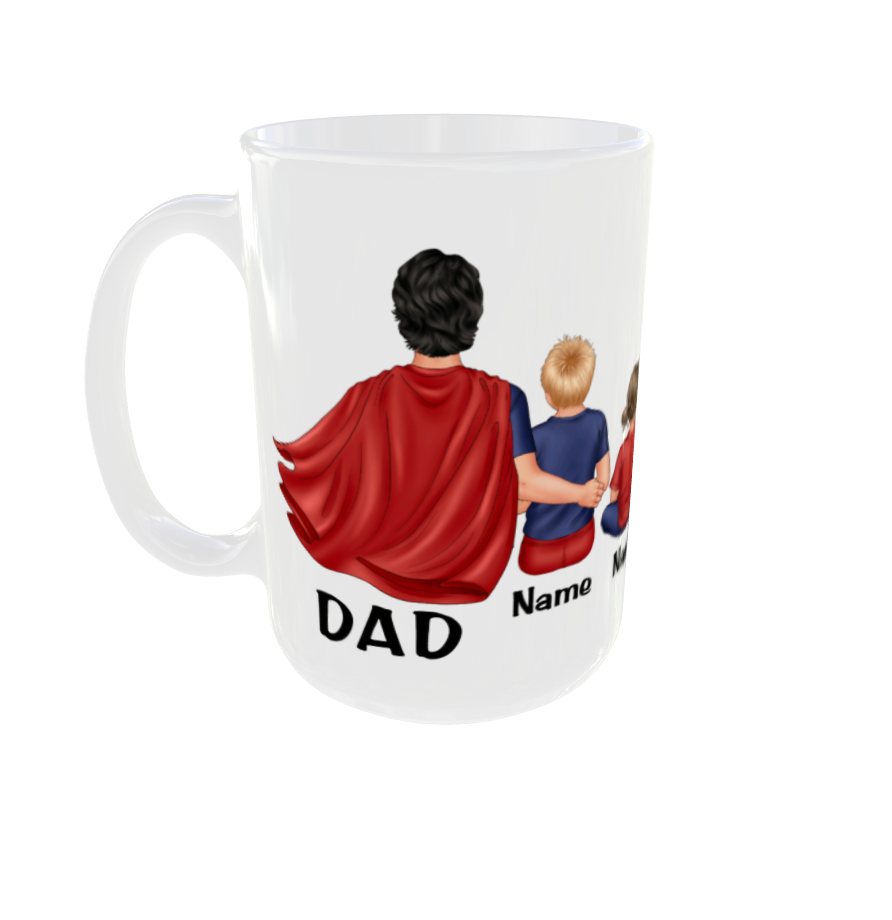 Father Day | Dad Supper Hero | Super Dad with Kids |  Dad with son, daughter or kids