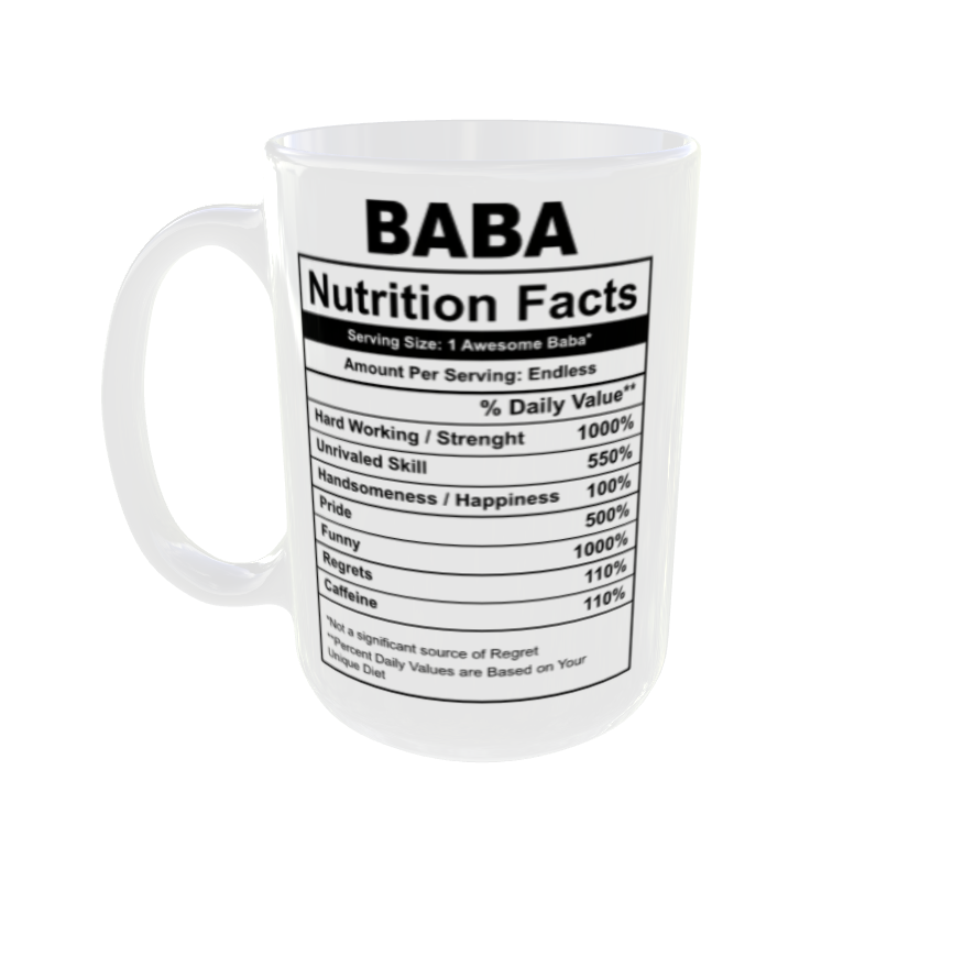 Father Day | Baba Mug with Nutrition Facts