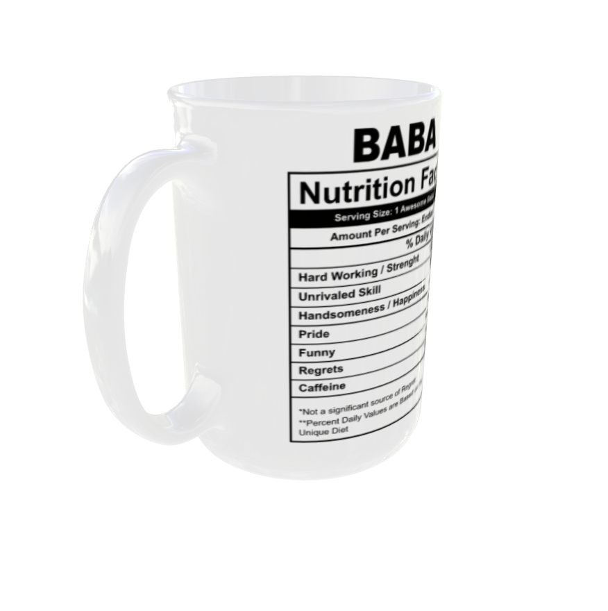 Father Day | Baba Mug with unique Nutrition Facts